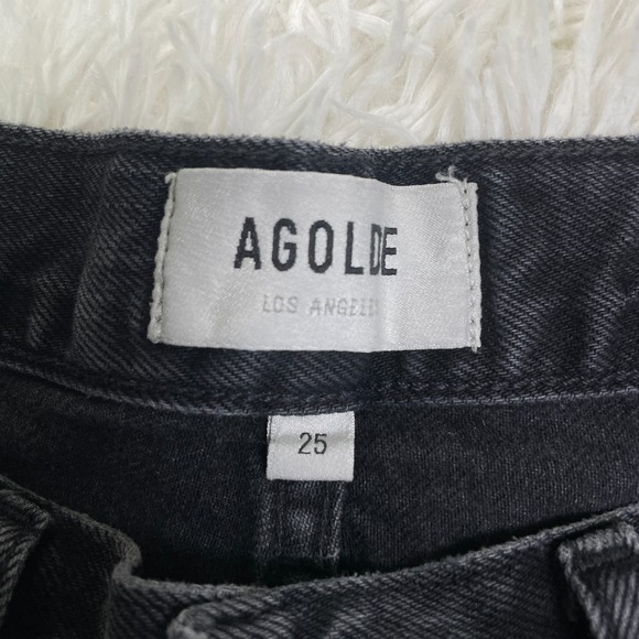 Agolde Shorts Womens 25 Black Denim Cut Off‎ Jeans High Waist Button Fly Frayed - Picture 4 of 14